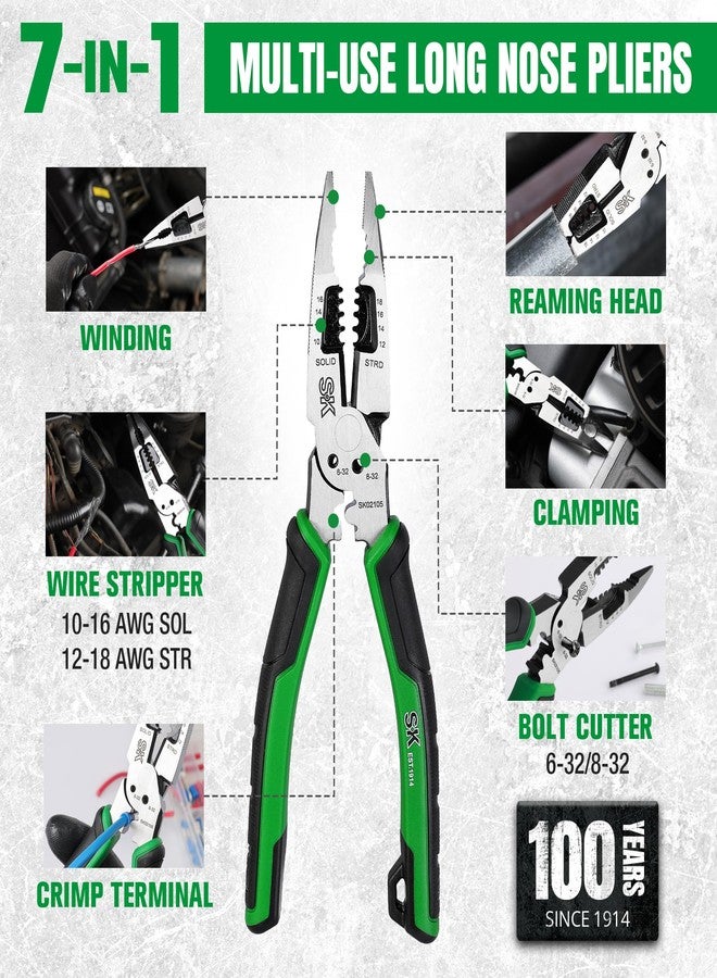 SK 8-Inch Multi-use Long Nose Pliers, Needle Nose Pliers, 7 IN 1, Ergonomic Anti-slip Handle for Comfortable Grip - Image 3