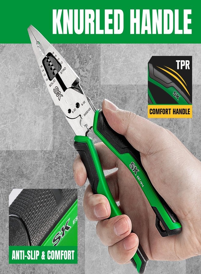SK 8-Inch Multi-use Long Nose Pliers, Needle Nose Pliers, 7 IN 1, Ergonomic Anti-slip Handle for Comfortable Grip - Image 5