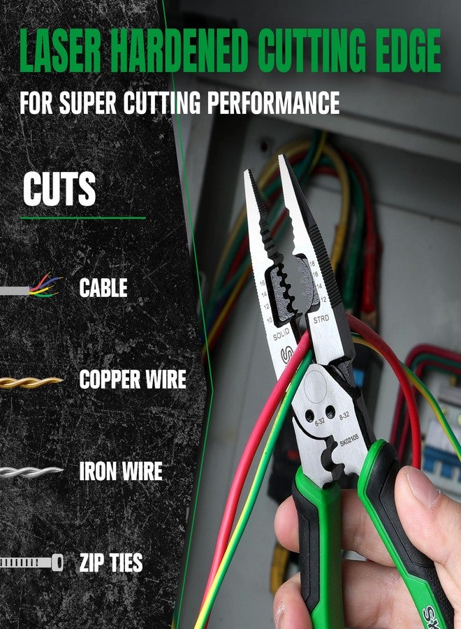 SK 8-Inch Multi-use Long Nose Pliers, Needle Nose Pliers, 7 IN 1, Ergonomic Anti-slip Handle for Comfortable Grip - Image 4