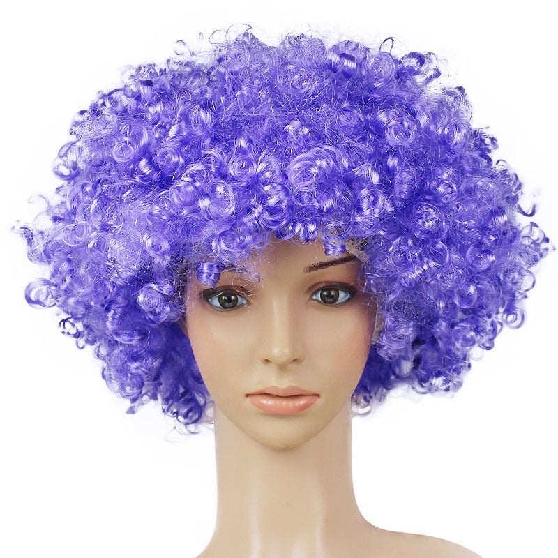 Generic Childrens Explosive Head Wig Minions Clown Dress Up Fans Wig Colorful Holiday Party Funny Curly Hair Props Light purple