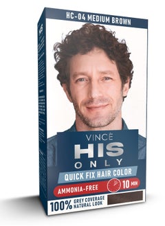 VINCE Men Hair Color (HC-04) – Medium Brown – Ammonia-Free, 100% Grey Coverage, Olive Oil & Avocado Infused – Adds Softness & Shine– Gentle, Quick, and Long-Lasting for All Hair Types  - Image 1