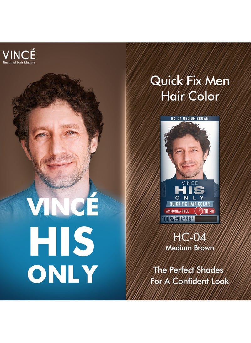 فينس صبغة شعر للرجال (HC-04) - بني متوسط ​​- خالية من الأمونيا، تغطية 100% للشعر الرمادي، غنية بزيت الزيتون والأفوكادو - تضيف نعومة ولمعانًا - لطيفة وسريعة وطويلة الأمد لجميع أنواع الشعر - Image 2