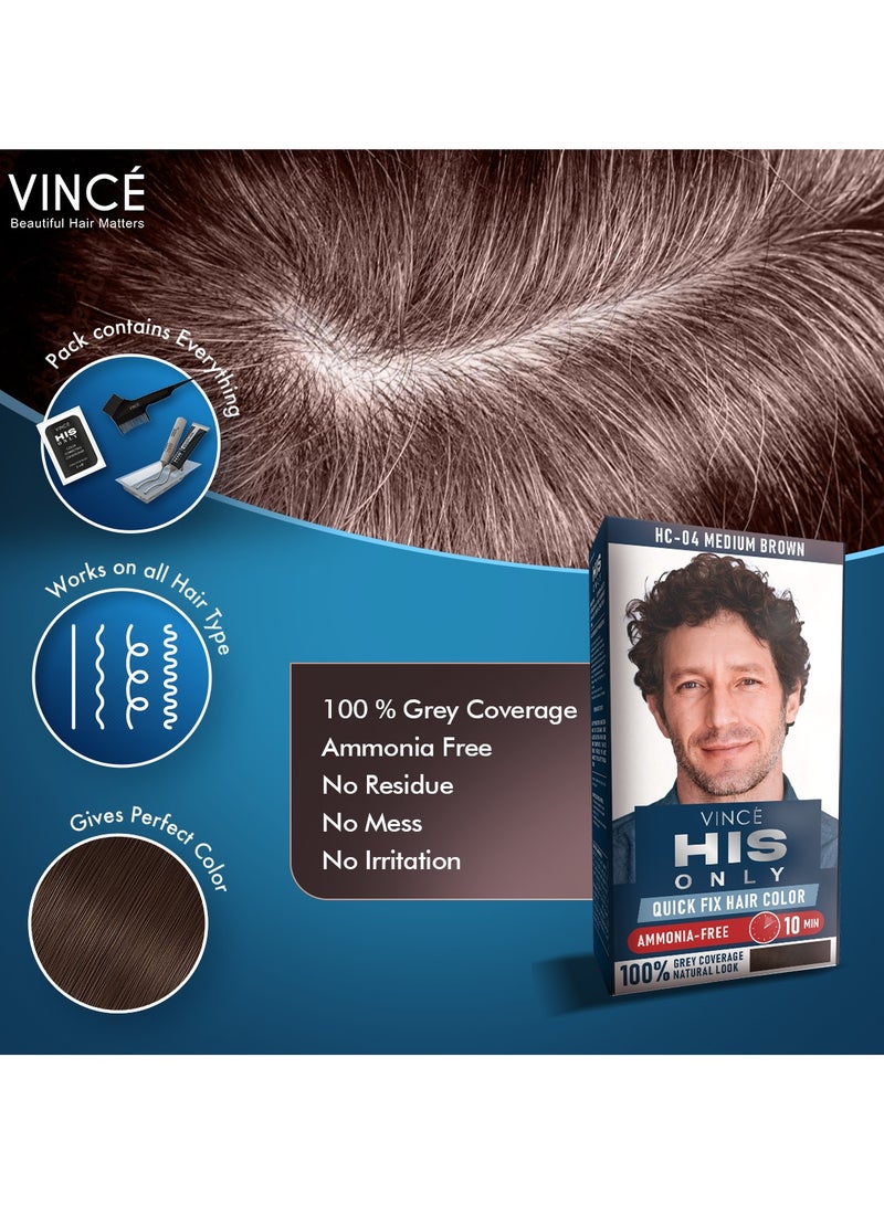 فينس صبغة شعر للرجال (HC-04) - بني متوسط ​​- خالية من الأمونيا، تغطية 100% للشعر الرمادي، غنية بزيت الزيتون والأفوكادو - تضيف نعومة ولمعانًا - لطيفة وسريعة وطويلة الأمد لجميع أنواع الشعر - Image 3