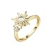 OIDIMS Cats Eye Stone Sun Fidget Anxiety Relief Ring Cz Rhinestone Zircon Open Adjustable Spinner Finger Band Stackable Rings for Women Stress Relieveing Boredom Adhd Autism Graduation Jewelry Promise Gift - Image 3