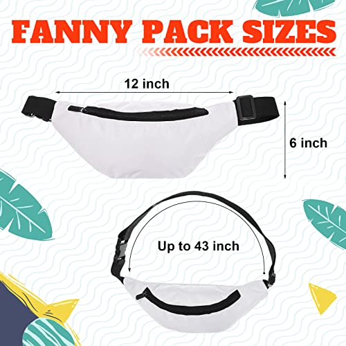 Eccliy 30 Pcs Sublimation Fanny Packs for Women Men White Running Waist Bag Waist Pouch with Adjustable Strap Zipper for DIY Hiking Traveling Biking Festival Sports Outdoors Workout - Image 3