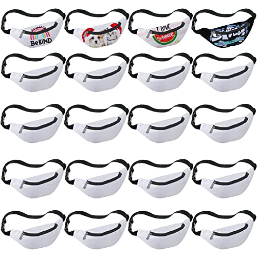 Eccliy 30 Pcs Sublimation Fanny Packs for Women Men White Running Waist Bag Waist Pouch with Adjustable Strap Zipper for DIY Hiking Traveling Biking Festival Sports Outdoors Workout - Image 1