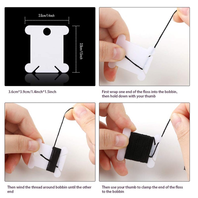 Pllieay 30 Skeins Friendship Bracelets Floss, Black to White Gradient Grey Embroidery Floss, Cross Stitch Threads with 6 Floss Bobbins, 2 Embroidery Needles and Needle Threader - Image 4