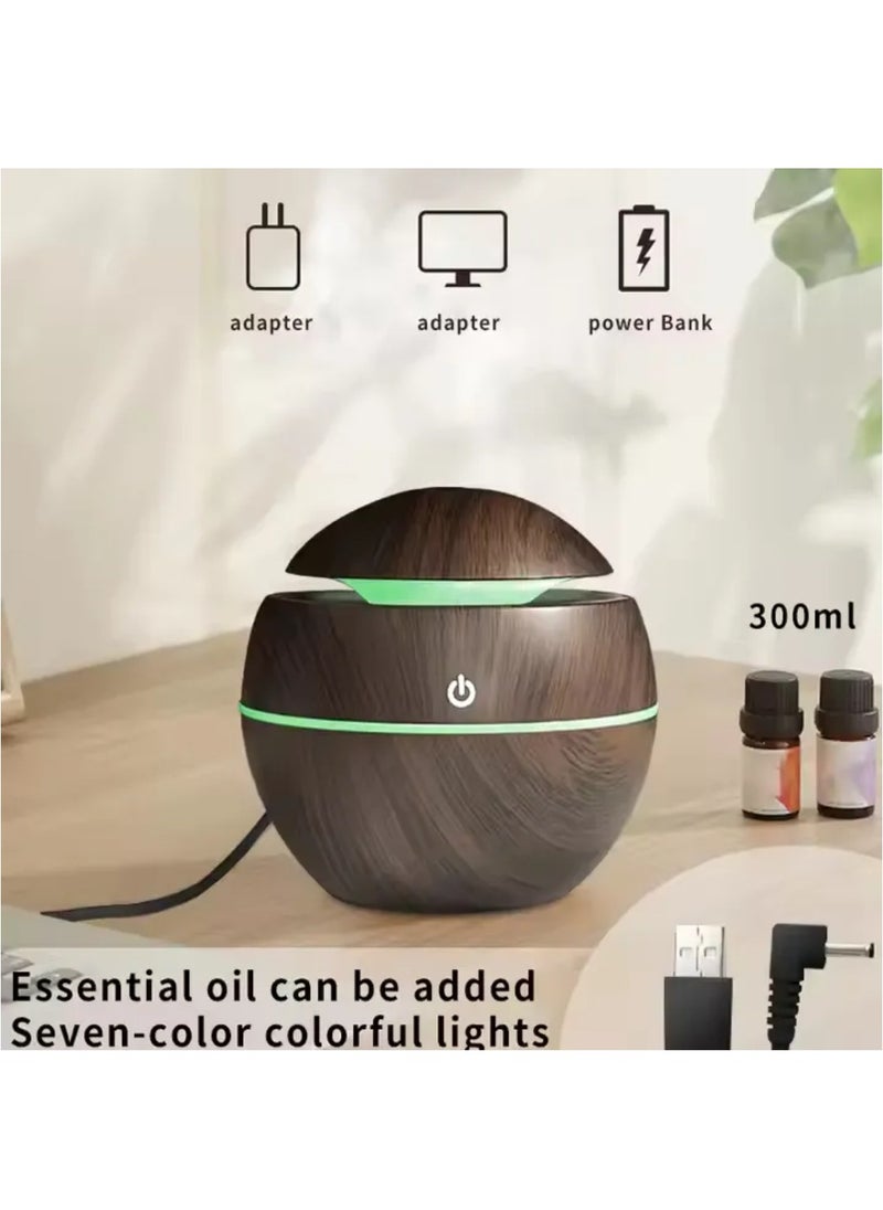 ماركة غير محددة - مرطب وموزع روائح الزيوت العطرية بالموجات فوق الصوتية مع إضاءة LED للعلاج العطري وترطيب الهواء - خشبي - Image 1