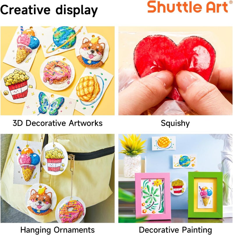 Shuttle Art 44 Pcs Magic Form Texture Painting Kit, Including 28 Pcs Foam Texture Paper, 12 Colors Brush Tip Acrylic Paint Markers, Magical 3D Effect Texture Painting Kit - Image 5