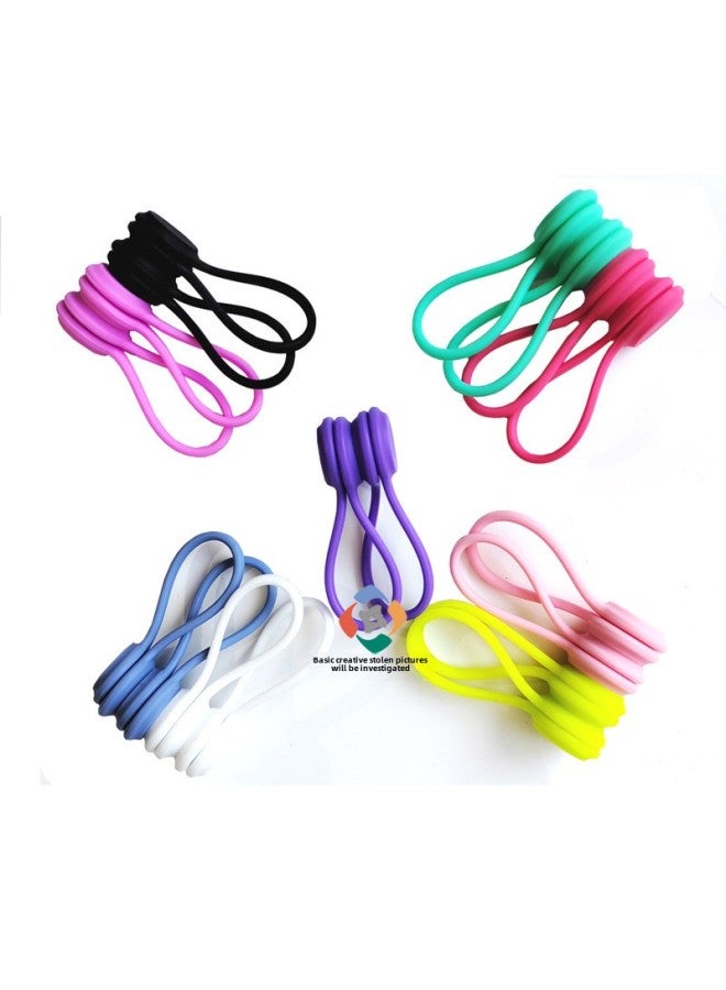 Loquat Creative Headphone Magnet Cable Winder Magnetic Cable Organizer Hub Silicone Cable Tie Strap Data Cable Protective Cover-Color:Green (bag Packaging) - Image 2