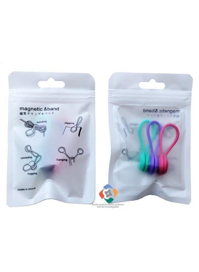 Loquat Creative Headphone Magnet Cable Winder Magnetic Cable Organizer Hub Silicone Cable Tie Strap Data Cable Protective Cover-Color:Green (bag Packaging) - Image 4