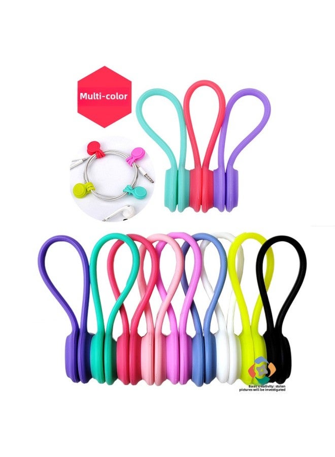 Loquat Creative Headphone Magnet Cable Winder Magnetic Cable Organizer Hub Silicone Cable Tie Strap Data Cable Protective Cover-Color:Green (bag Packaging) - Image 1