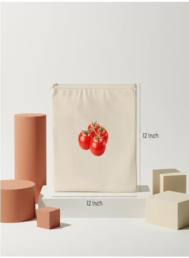 SPARROWFLY 100% Nacture Cotton Reusable Vegetable Bags for Fridge | Eco-friendly Storage Bags for Kitchen Organizer Washable Breathable Zipper Cloth Bags for Vegetables (Cream (Pack of 10)) (10 PACK) - Image 2