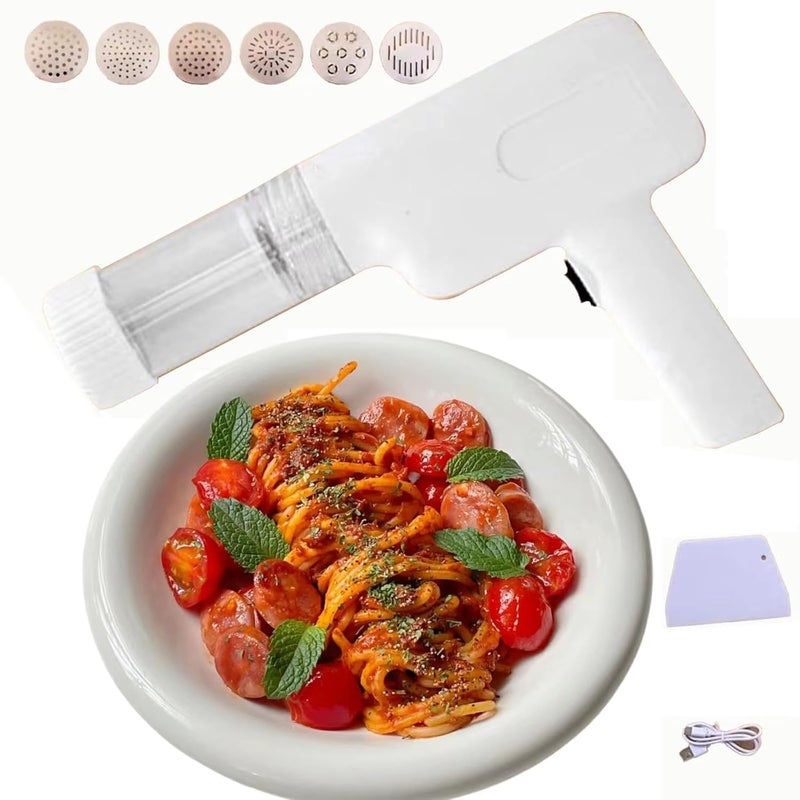 VBM VBM Handheld Electric Pasta Maker Electric Noodle Maker High Efficiency Handheld Press Pasta Machine with 6 Mold for Home 6 in 1 Portable Cordless Noodle Maker  - Image 1