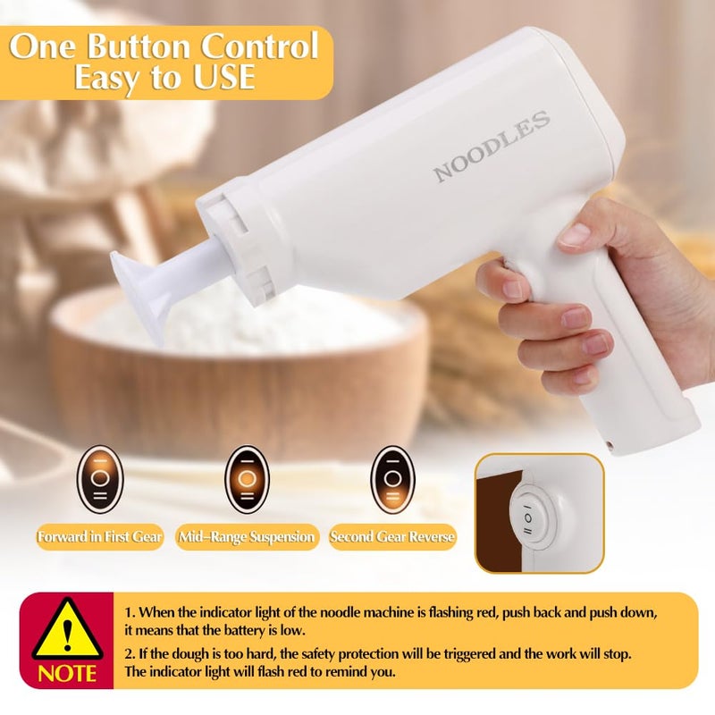 VBM VBM Handheld Electric Pasta Maker Electric Noodle Maker High Efficiency Handheld Press Pasta Machine with 6 Mold for Home 6 in 1 Portable Cordless Noodle Maker  - Image 5