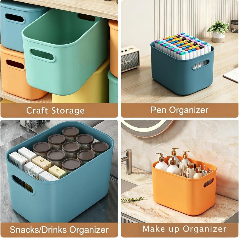 ORGIDOL 6 Pack Colorful Storage Bins with Lids Stackable Storage Container for Organizing, Storage Boxes with Handle for Shelves, Cute Storage Bin for Craft, Snacks, 9.85x6.9x5.7 inch - Image 5