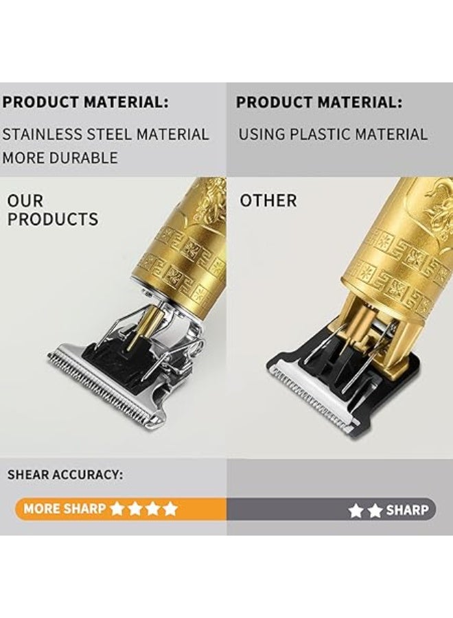 ماكينة تشذيب اللحية الاحترافية للرجال من LQT®، ماكينة تشذيب شعر قابلة لإعادة الشحن، ماكينة قص شعر، ماكينة حلاقة كهربائية لاسلكية، هدايا للرجال (ذهبي) - Image 3