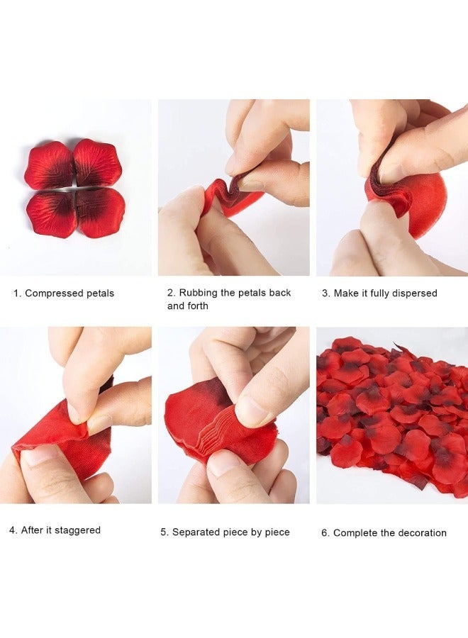 2000 PCS Artificial Rose Petals, 5x5 cm Fake Flower Petals, Romantic Decorations Special Night Set for Valentine's Day, Wedding Anniversary, Proposal, Event, Party, Table Decor, Dark Red - Image 3