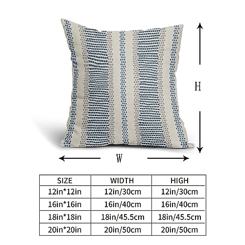 Aytipun Blue Pillow Covers 18x18 Set of 2 Gray Grey Dot Print Striped Decorative Outdoor Pillowcases Boho Rustic Farmhouse Decorative Throw Cushion Case Decor for Couch Sofa Bed - Image 5