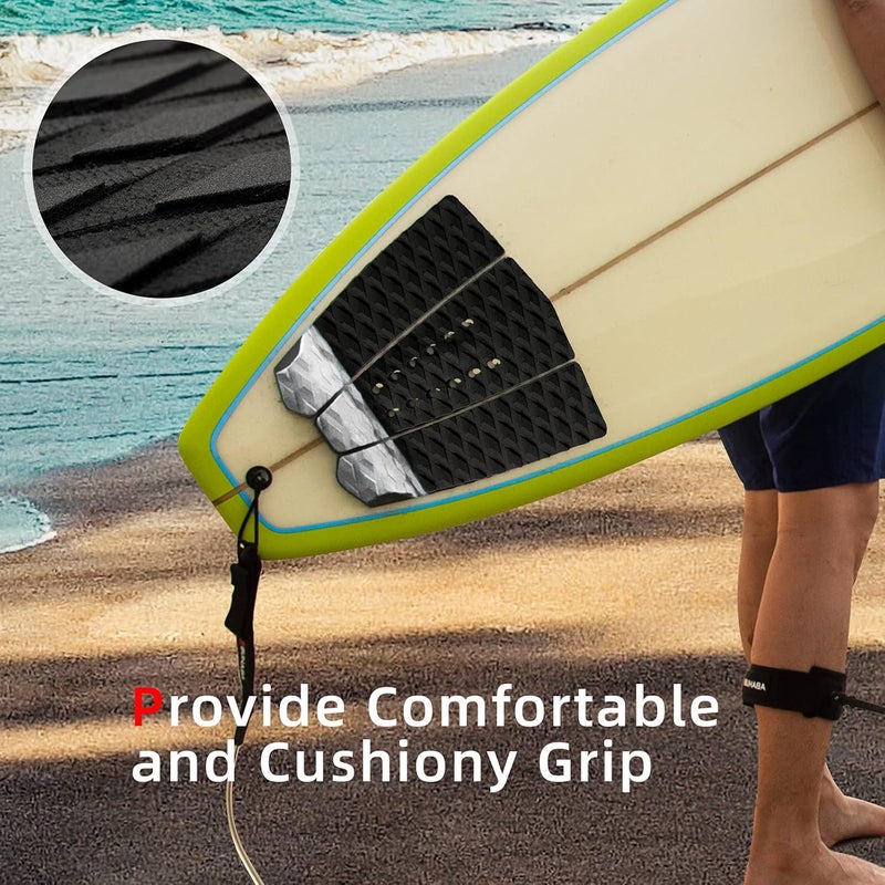 Abahub 3 Piece EVA Surfboard Deck Traction Pads with Kicker for Stomp Skimboards, Surf Boards, Funboard, Fish Board, Black/Blue/Green/Gray/Orange/Pink/White/Wine Red - Image 3