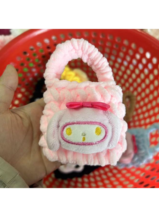 Pink Cute Cyber Red Bear Lion Wake Flower Plush Hand-woven Drop-resistant Headphone Bag Bluetooth Headphone Protective Cover Finished Product-Color:Little Melody Pink  - Image 1
