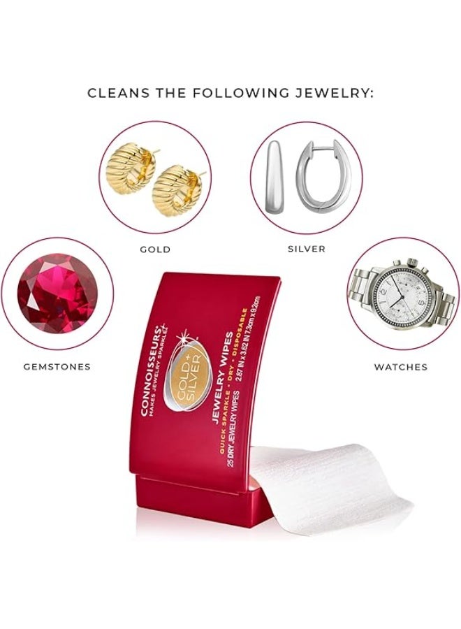 CONNOISSEURS Gold & Silver Jewelry Cleaner Wipes, 25 Count - Image 5