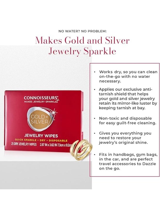 CONNOISSEURS Gold & Silver Jewelry Cleaner Wipes, 25 Count - Image 4