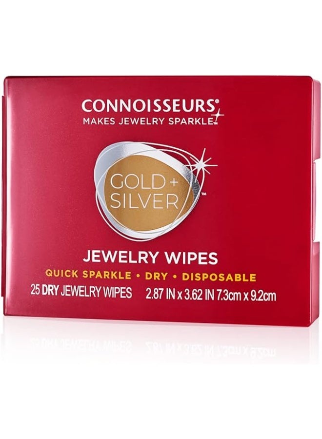 CONNOISSEURS Gold & Silver Jewelry Cleaner Wipes, 25 Count - Image 1