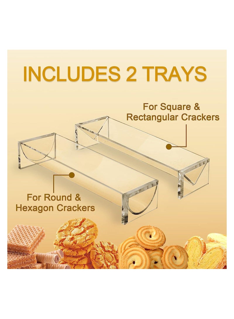 Clear Cracker Serving Tray, Acrylic Dessert Table Display Transparent Macaron Display Tray, Rectangular Cracker Holder Biscuit Dish for Party Wedding Home Party Events, 2PCS - Image 4