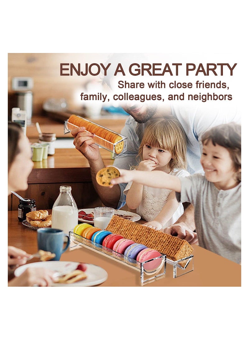 Clear Cracker Serving Tray, Acrylic Dessert Table Display Transparent Macaron Display Tray, Rectangular Cracker Holder Biscuit Dish for Party Wedding Home Party Events, 2PCS - Image 3