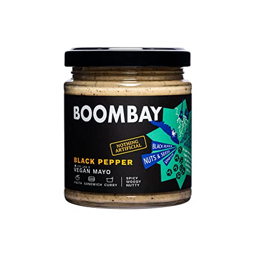 BOOMBAY Black Pepper Vegan Mayo 190g | Nothing Artificial | No Bad Oils | No Refined Sugars | Plant Based | No Onion or Garlic | Use as a Curry Paste, Pasta Sauce, Spread on Bread - Image 1