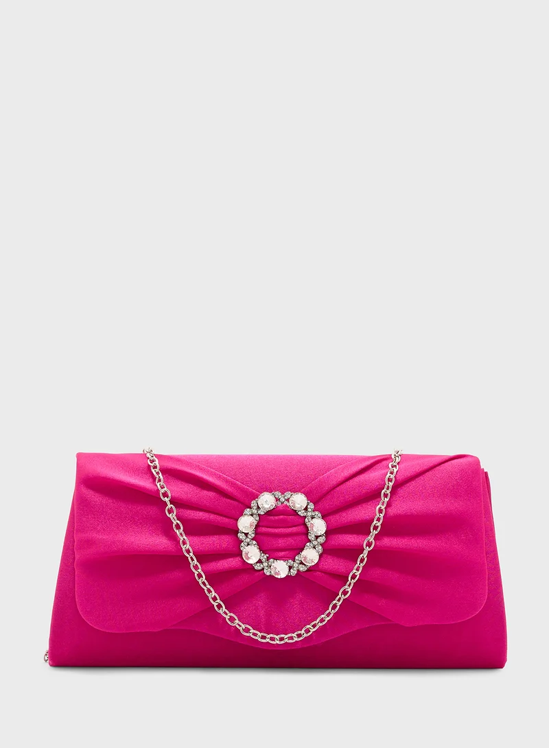Ella Limited Edition Diamante Trim Clutch Bag With Bow  Detail