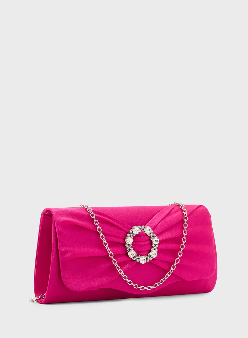 Ella Limited Edition Diamante Trim Clutch Bag With Bow  Detail