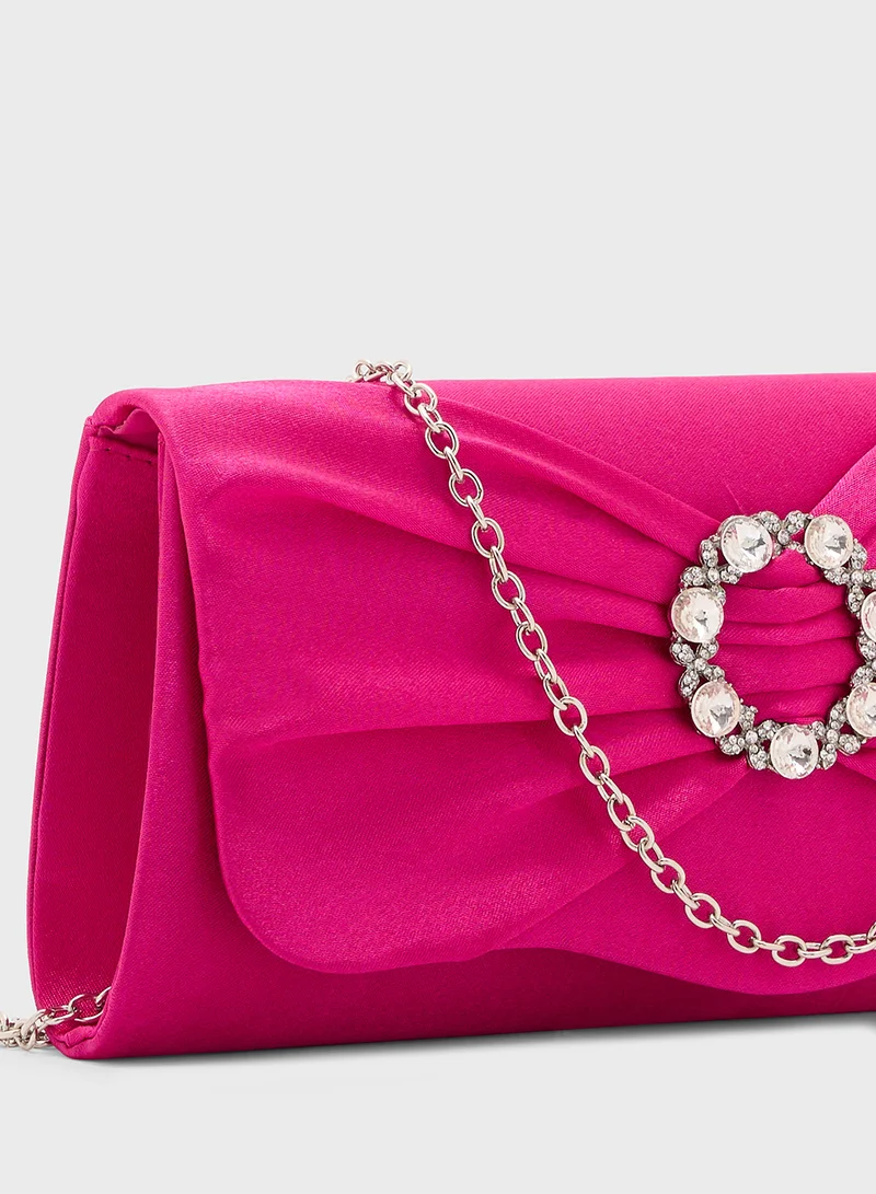 Ella Limited Edition Diamante Trim Clutch Bag With Bow  Detail
