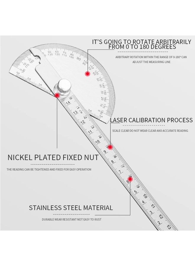 Thickened Stainless Steel Carpenter Angle Gauge Protractor Measuring Tool 90x200mm - Image 4