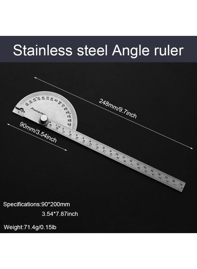 Thickened Stainless Steel Carpenter Angle Gauge Protractor Measuring Tool 90x200mm - Image 3