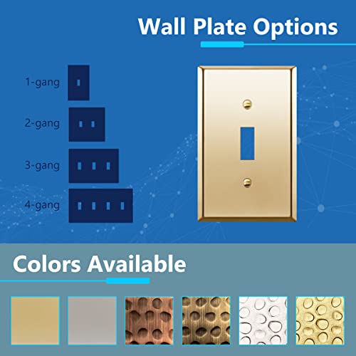 LIDER Toggle Switch Metal Wall Plate, Impact and Corrosion Resistant, Metal Light Switch Cover, 201 Stainless Steel, Sleek, Minimalist Design, Mid-Size 1-Gang 4.88" x 3.11", Polished Brass - Image 4