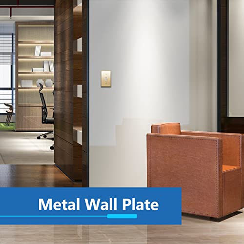 LIDER Toggle Switch Metal Wall Plate, Impact and Corrosion Resistant, Metal Light Switch Cover, 201 Stainless Steel, Sleek, Minimalist Design, Mid-Size 1-Gang 4.88" x 3.11", Polished Brass - Image 2