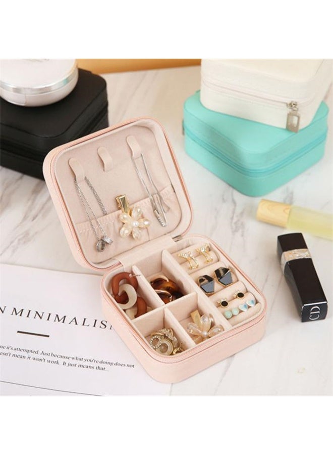 هومستر صندوق المجوهرات الصغيرة من الجلد PU ، حالة المجوهرات المحمولة للسفر للحلقة ، قلادة ، أقراط ، قلادة ، منظم سوار ، صندوق تخزين ، وردي - Image 2