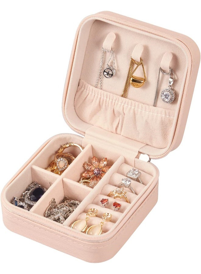 هومستر صندوق المجوهرات الصغيرة من الجلد PU ، حالة المجوهرات المحمولة للسفر للحلقة ، قلادة ، أقراط ، قلادة ، منظم سوار ، صندوق تخزين ، وردي - Image 3