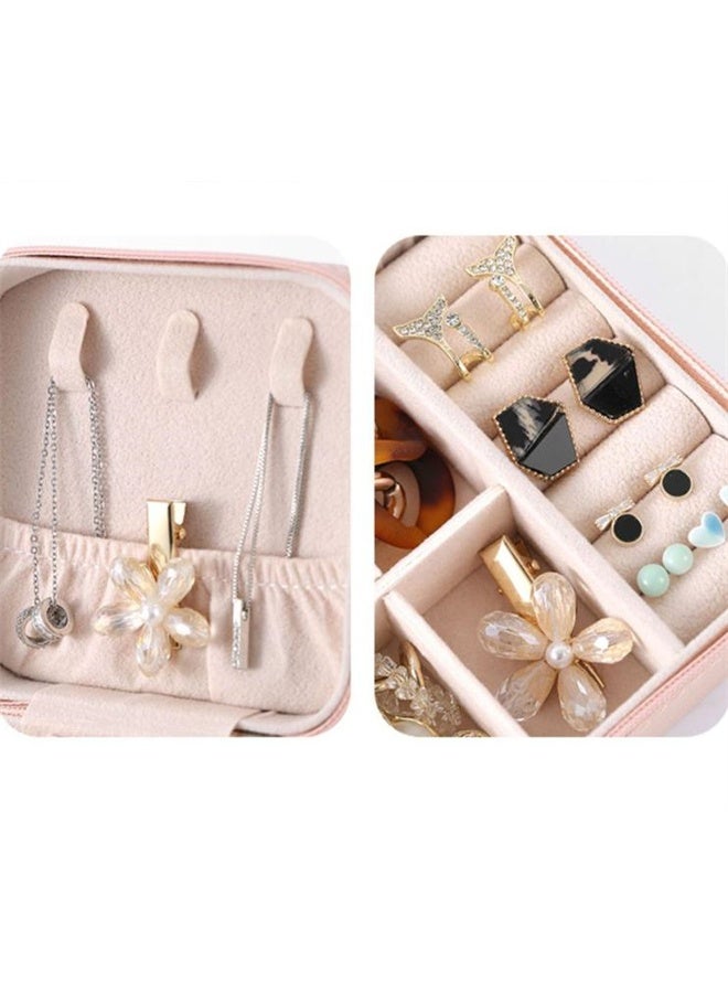 هومستر صندوق المجوهرات الصغيرة من الجلد PU ، حالة المجوهرات المحمولة للسفر للحلقة ، قلادة ، أقراط ، قلادة ، منظم سوار ، صندوق تخزين ، وردي - Image 5