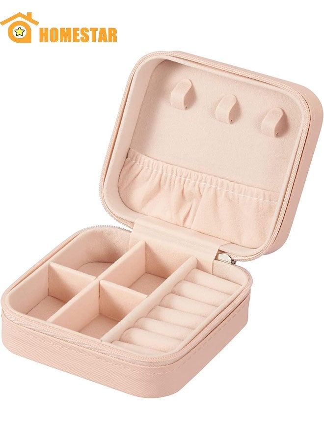هومستر صندوق المجوهرات الصغيرة من الجلد PU ، حالة المجوهرات المحمولة للسفر للحلقة ، قلادة ، أقراط ، قلادة ، منظم سوار ، صندوق تخزين ، وردي - Image 1