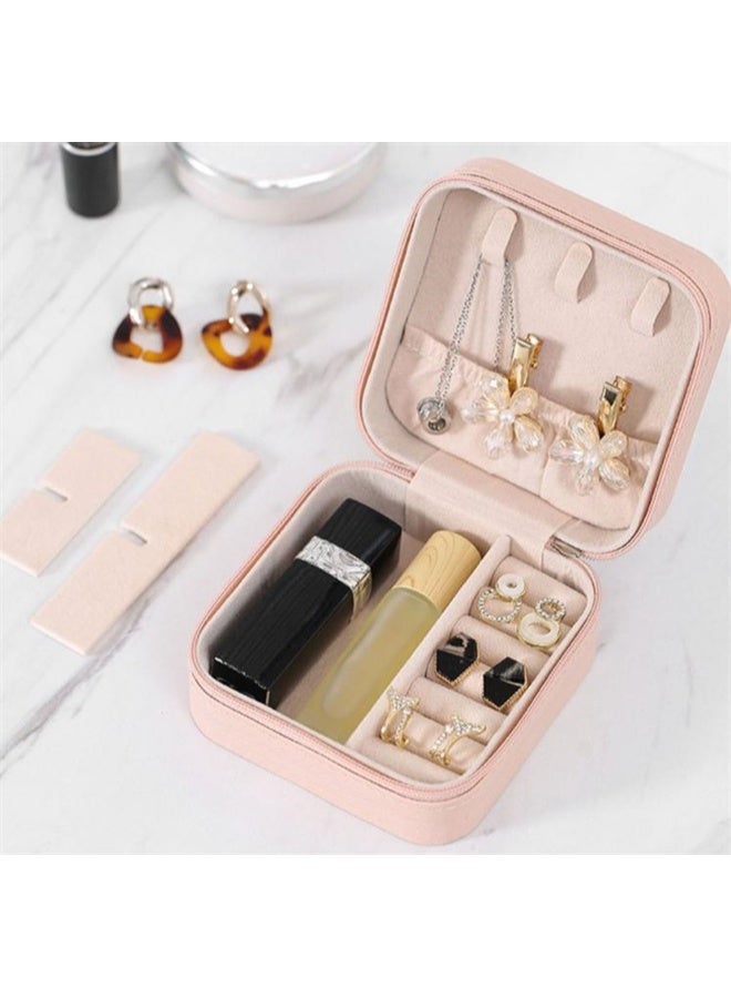 هومستر صندوق المجوهرات الصغيرة من الجلد PU ، حالة المجوهرات المحمولة للسفر للحلقة ، قلادة ، أقراط ، قلادة ، منظم سوار ، صندوق تخزين ، وردي - Image 4