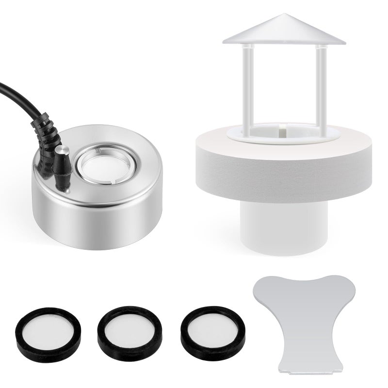 Mxmoonant 350mlH Ultrasonic Mist Maker Fogger Metal Atomizer with Removable Splash Guard for Water Fountain Pond Pot Rockery Sink