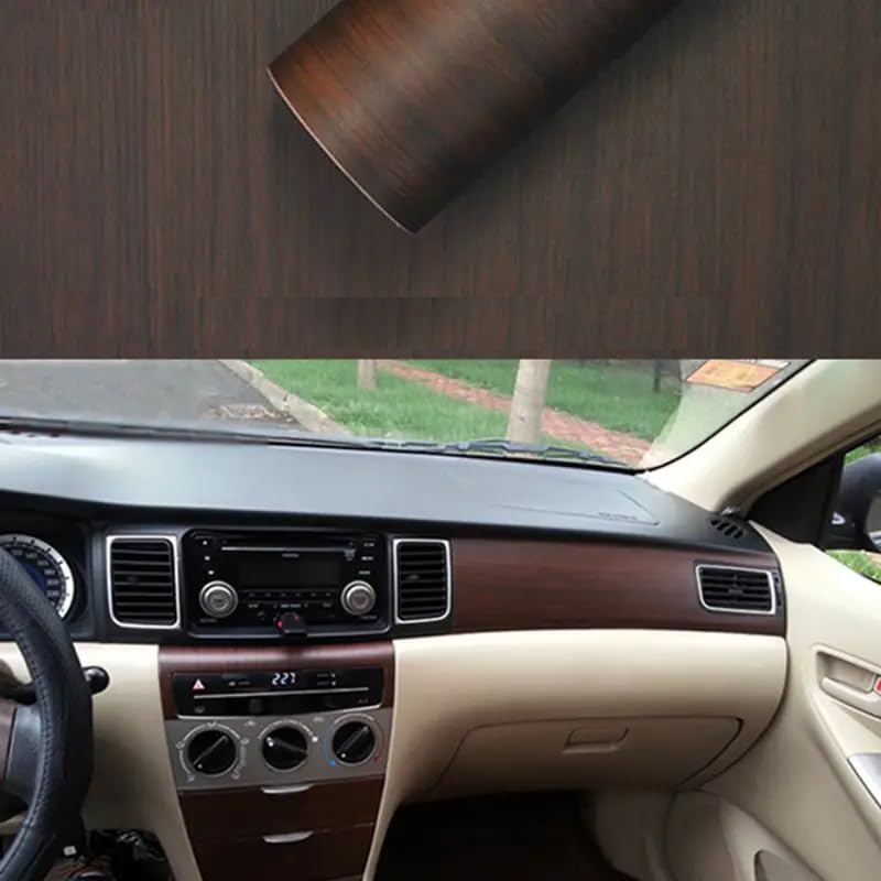 HAPPYMATES Wood Grain Texture-A Car Dashboard Trim Vinyl Wrap Decal Self Adhesive DIY Film, Waterproof Wrap Roll Without Bubble (12 X 24 Inch, Black Wallnut Wooden) - Image 2