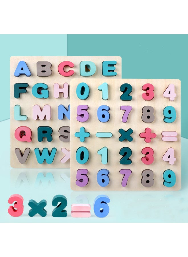 Direct Wooden Numbers And Letters Children's Shape Cognitive Hand-held Board Baby Jigsaw Puzzle Board Early Education Toys-Color:CH-other Uppercase Letters - Image 2