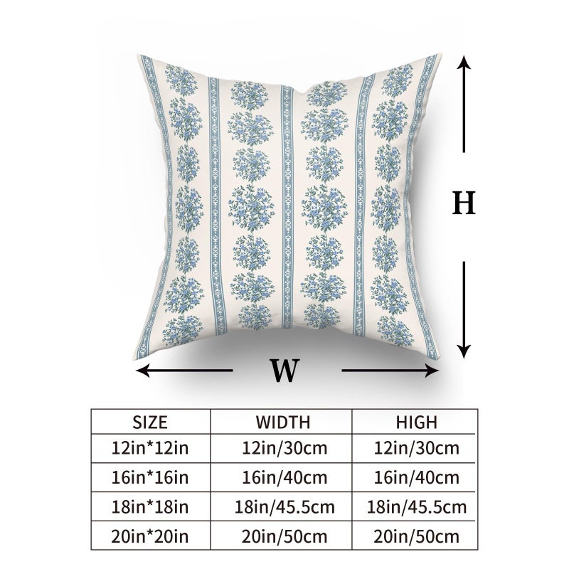 Giwawa Blue Floral Pillow Covers 18x18 Inch Set of 2 Vintage Blue and White Striped Throw Pillow Cover Neutral Farmhouse Decorative Pillow Case for Sofa Couch Bed - Image 2