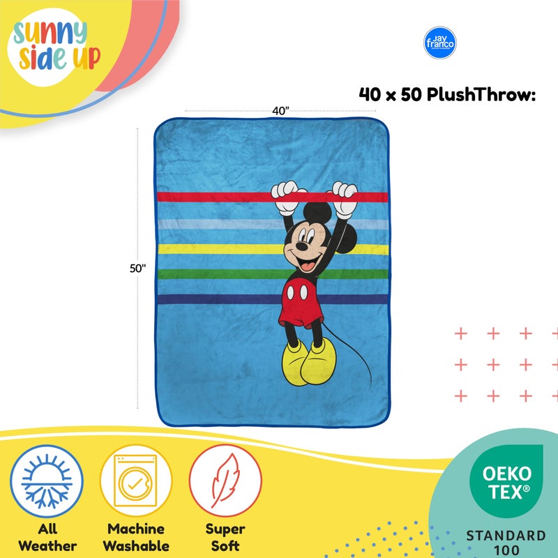 Sunny Side Up Disney Mickey Mouse Plush Travel Throw Blanket - Measures 40 x 50 Inches - Super Soft & Cozy Travel Accessories - Image 2