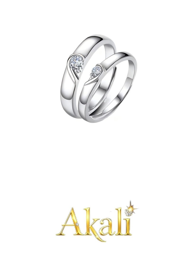 Akali A pair of couple rings with adjustable openings  - Image 1