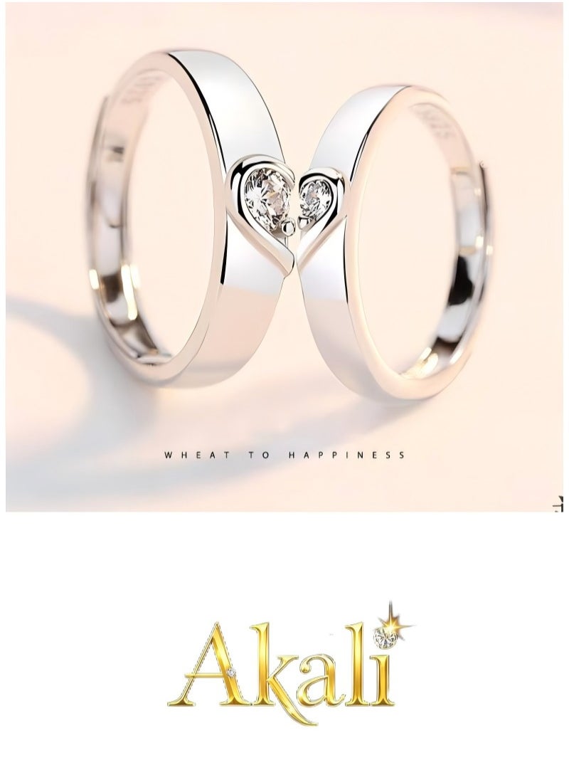 Akali A pair of couple rings with adjustable openings  - Image 2